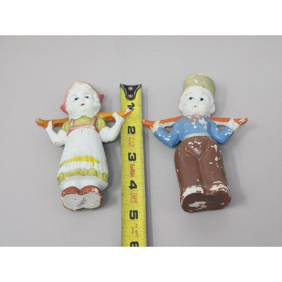 Lot of 2 Vintage‎ 1930s Japan Bisque Milk Maid Girl and Boy Figurines - Picture 10 of 10